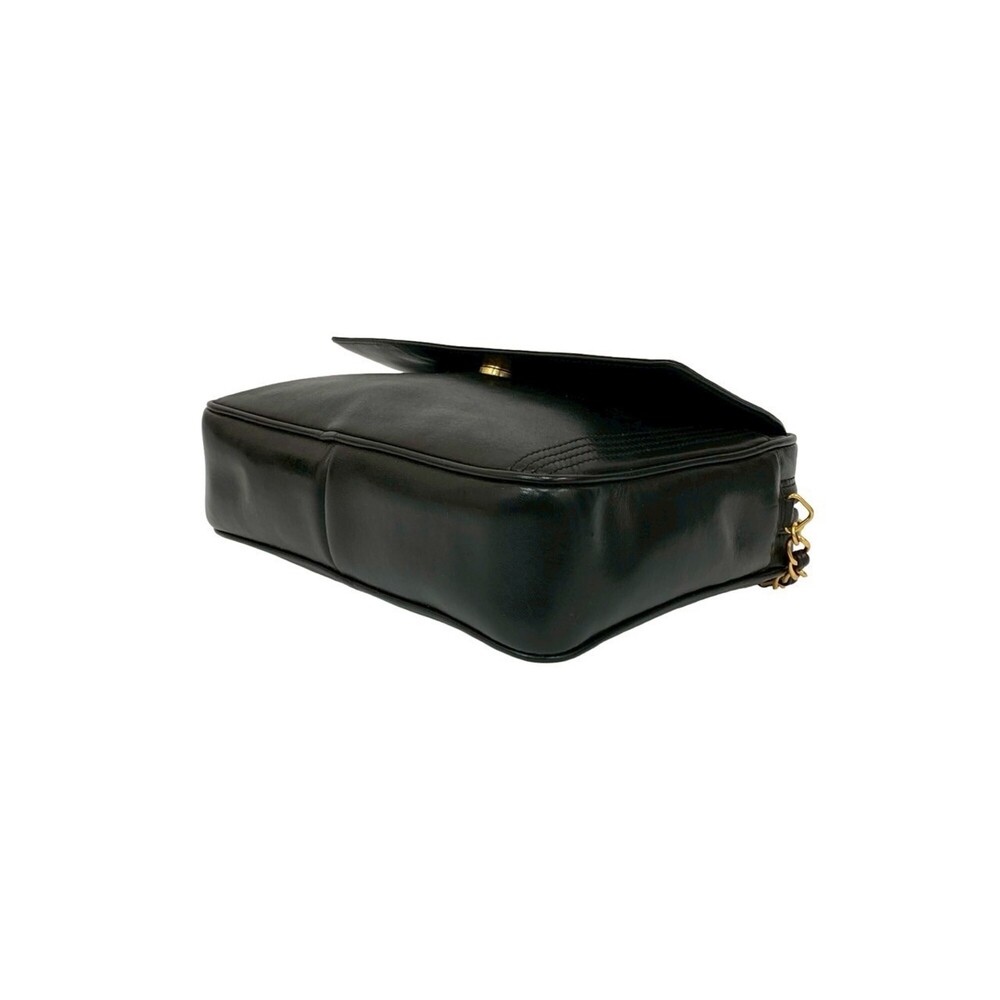 CHANEL Black Lambskin Leather Logo Shoulder Bag - Picture 8 of 10